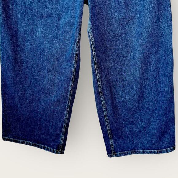 Banana Republic Wide Leg Crop High Rise Blue Jeans Pleated Women Size 33/16 Tall - Picture 5 of 12